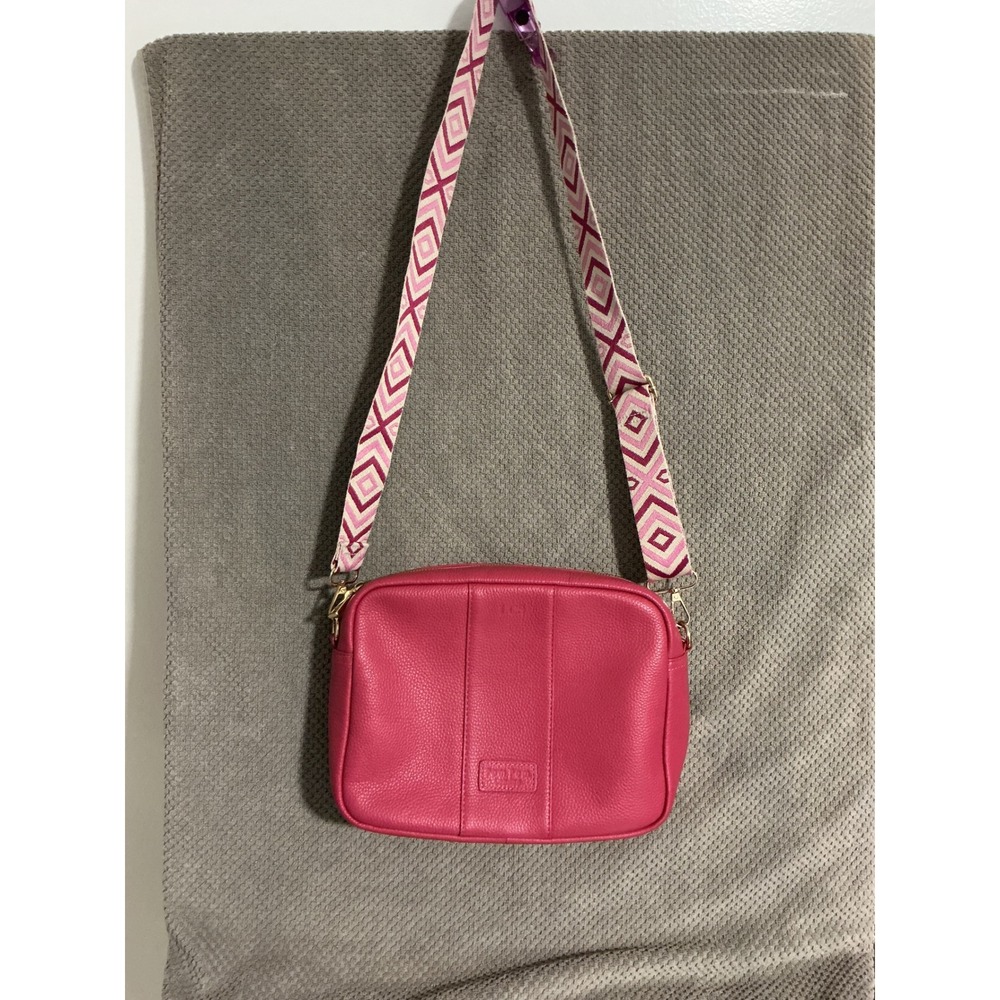 Pom Pom London Crossbody Bag Women Small Pink City Bag Preowned Leather Strap